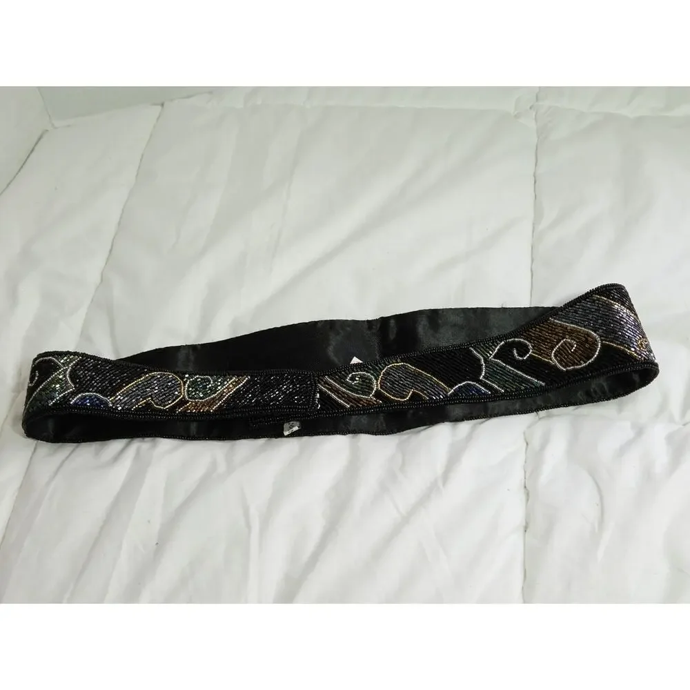 Vtg Hand Made Heavy Beaded Belt NEW Boho Evening 33' Long Retro 90's Y2k Festivl
